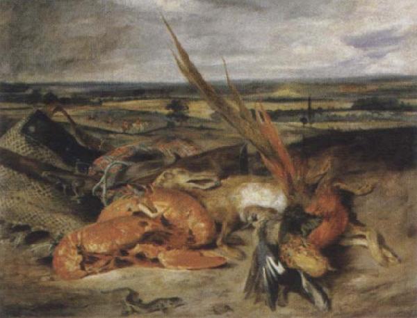 Eugene Delacroix Style life with lobster Sweden oil painting art